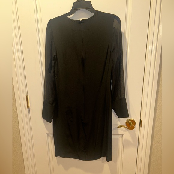 Givenchy 100% Silk Black Midi Long Sheer Sleeve Zip Back Dress Size 36 - Picture 4 of 7